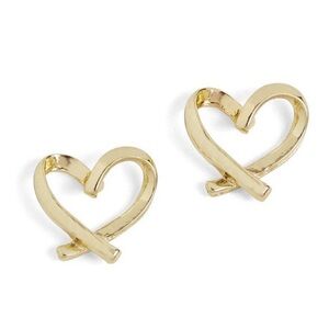 Signature Ribbon Heart Stud Earrings 18k gold plated New